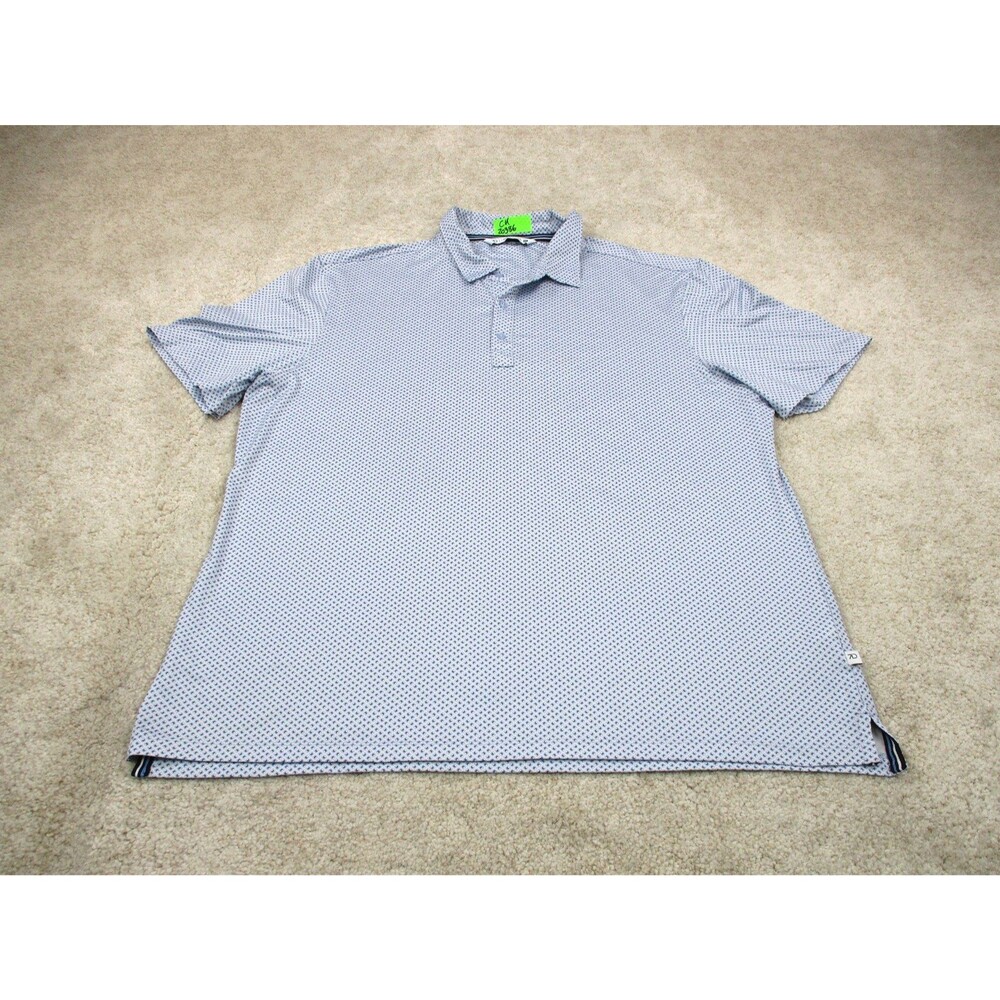 7 Diamonds Polo Shirt Mens Extra Large XL Blue White 4 Way Stretch Preppy Golf